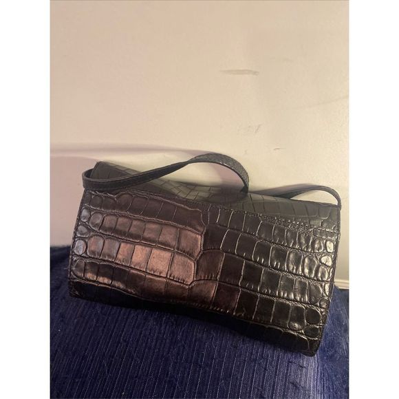 Michael Kors Black Croc-Embossed Key & Card Holder - Picture 1 of 6